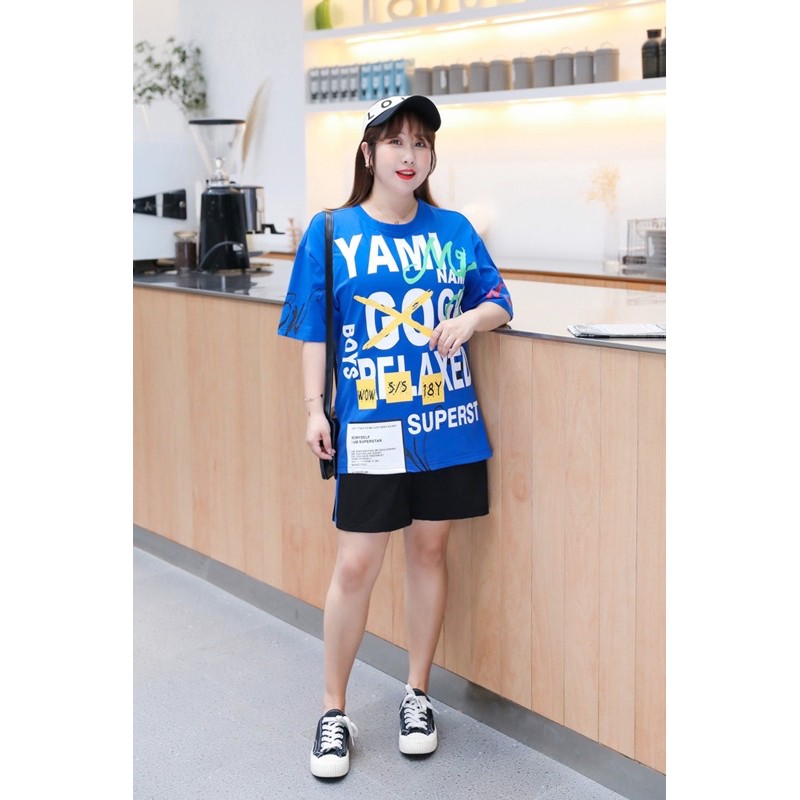 bộ short thời trang big size in chữ Go size đại 75-125kg