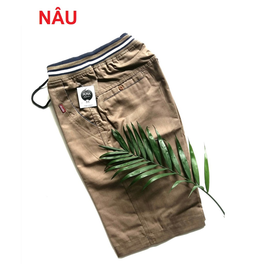 Quần short kaki nam, lưng thun, 100% cotton, vải dày - Hàng VN (Ảnh thật)