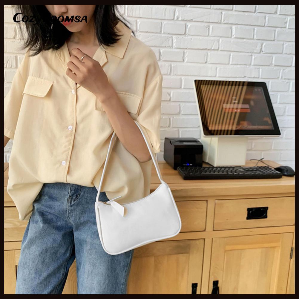 Túi xách da PU mềm màu trơn thời trang cho nữ