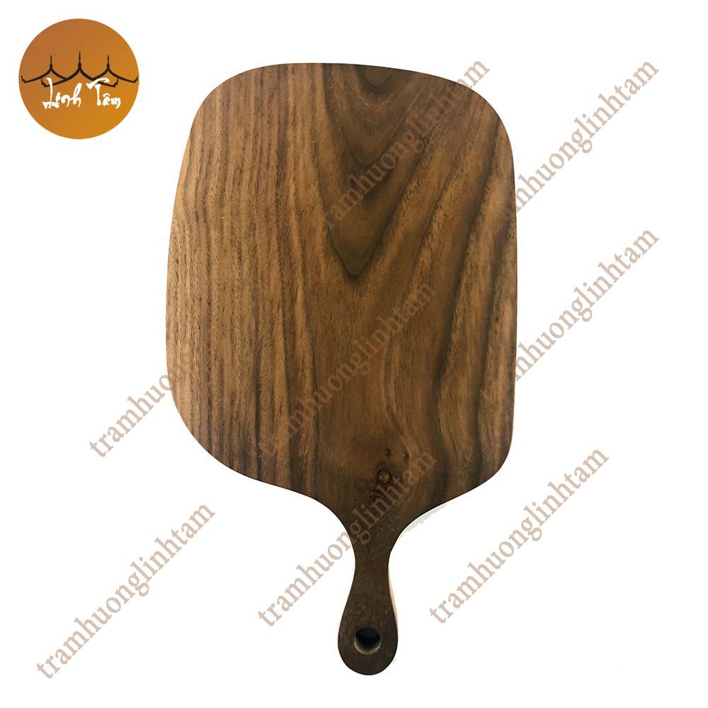 Đĩa gỗ óc chó tự nhiên nguyên khối màu nâu hình khay phẳng đựng trà bánh đồ ăn đĩa gỗ decor phụ kiện phòng ăn