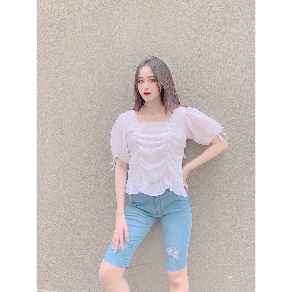 SET ÁO CỔ U + QUẦN JEAN LỬNG💕💕💕 Ảnh sàn nhà e chụp thật Form sz dưới 55kg mặc đẹp Hình sao nhận hàng vậy nha nàng yêu