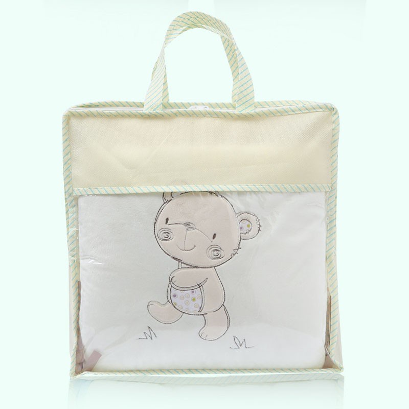 Set 6 đệm bảo vệ bằng vải cotton gắn thành giường em bé hình gấu