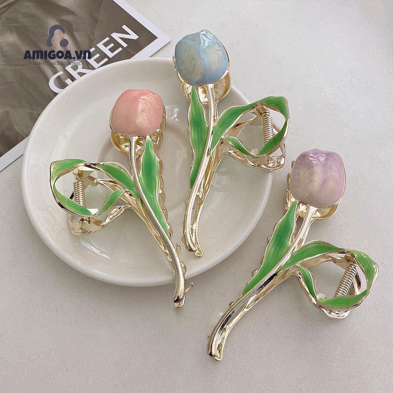 Kẹp Tóc Hoa Tulip Bằng Kim Loại Chất Lượng Cao Cho Nữ