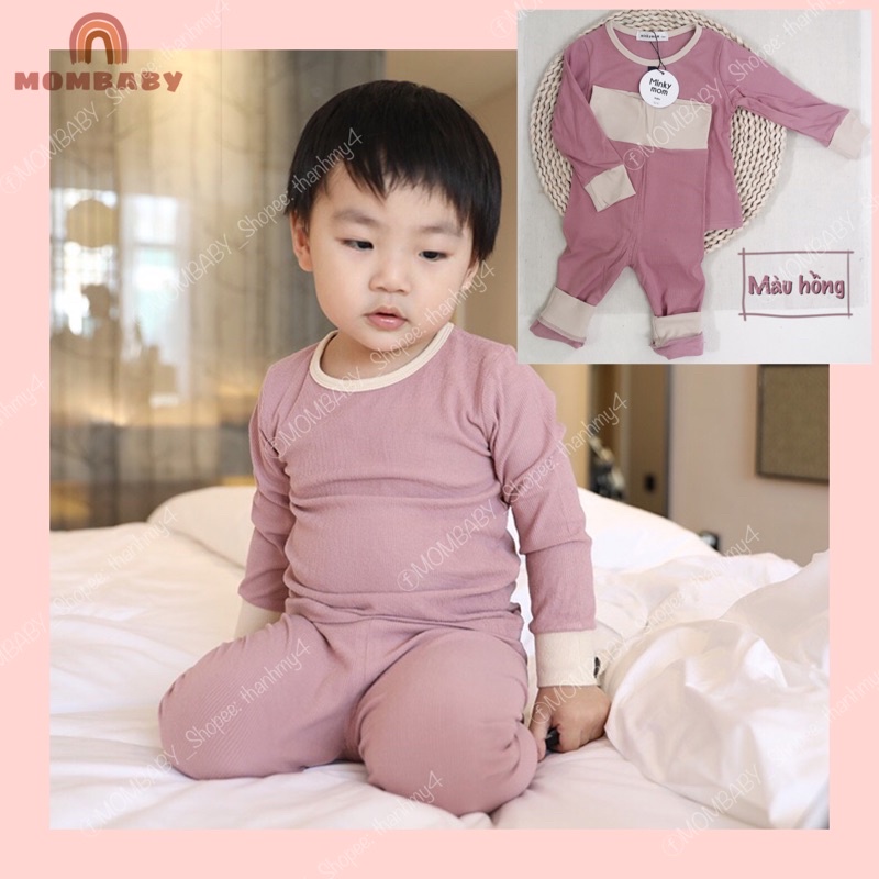 [Minkymom QC] Bộ Dài Tay Lưng Cạp Cao Len Tăm Giữ Nhiệt Tốt Cho Bé (có sẵn)