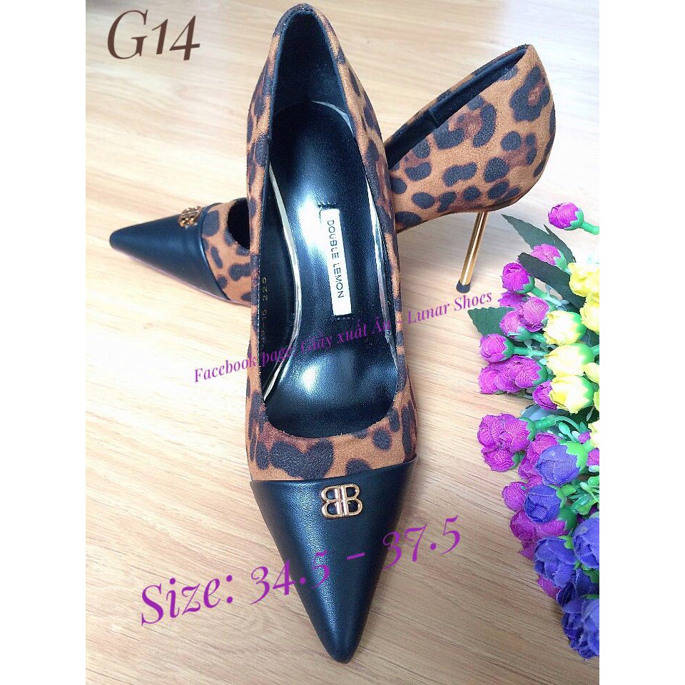 SALE G14 Giầy cao gót họa tiết da báo/ da beo