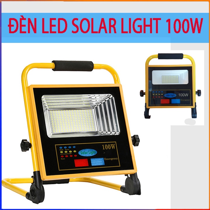 Đèn Led pha năng lượng mặt trời Solar Light vàng 100W -  Đèn năng lượng mặt trời chống nước IP67 mẫu mới nhất 2022