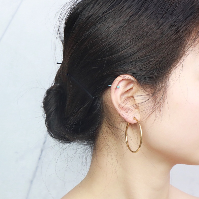 Khuyên tai tròn to chất liệu titan không đen gỉ phong cách Hàn Quốc