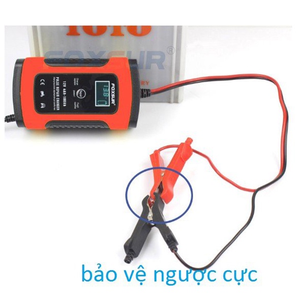 Máy Sạc Ắc Quy FOXSUR 12V 5A Kèm Phục Hồi Bình, Bộ Sạc Bình Acquy Tự Ngắt Khi Đầy, Khử Sunfat