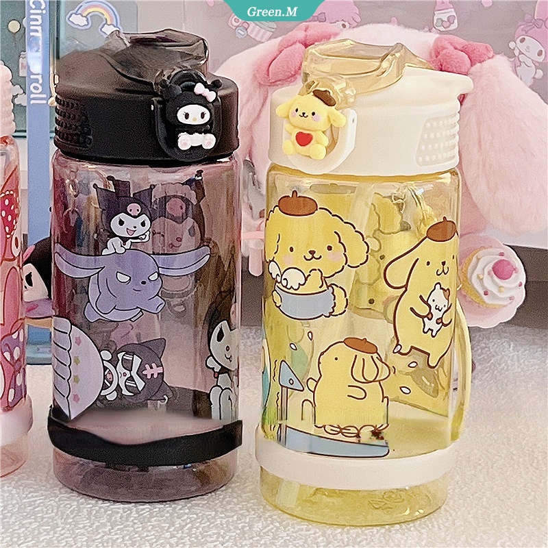 Bình Nước 500ML Hình Kuromi Dễ Thương Có Ống Hút