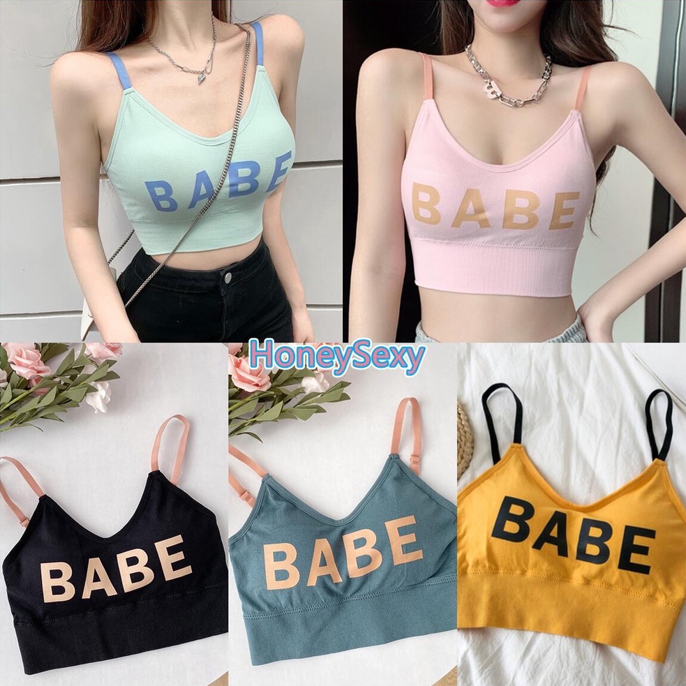 HoneySexy Áo ngực dành cho phụ nữ Bông cổ chữ V Không tay chặt ngắn có thể điều chỉnh với tấm lót áo ngực Siêu mềm Nóng bức Phòng thể dục Thể thao 6 màu