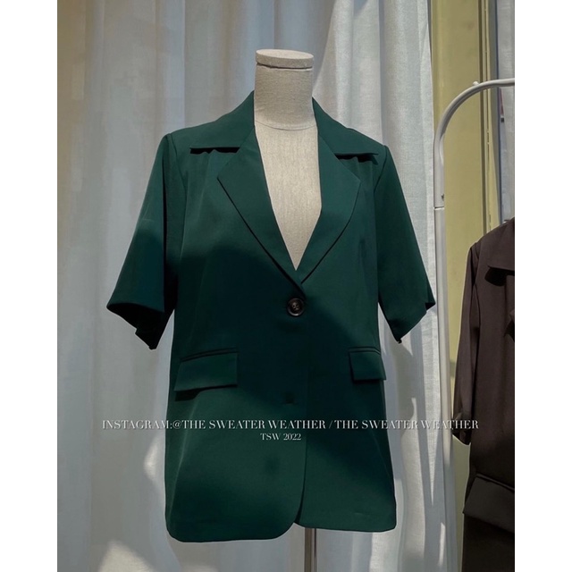 (Ảnh thật) Áo khoác blazer chất tuyết cộc tay 1 lớp có đệm vai