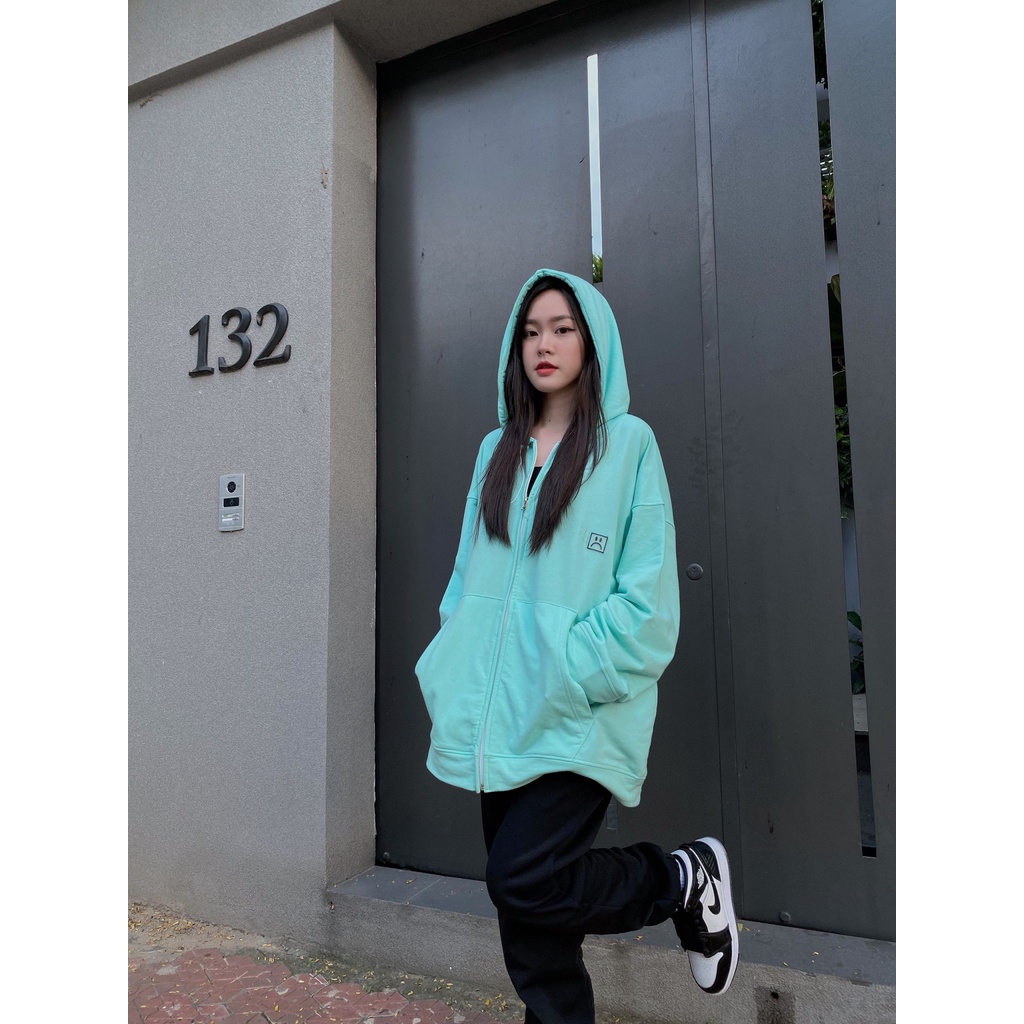ÁO HOODIE FULLZIP &quot;STORY&quot; MACARON AQUA BAMBOO