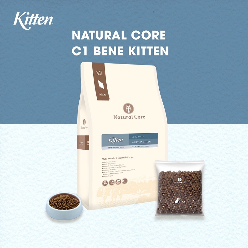 [500g] Hạt khô hữu cơ Natural Core C1 Bene Kitten cho mèo con