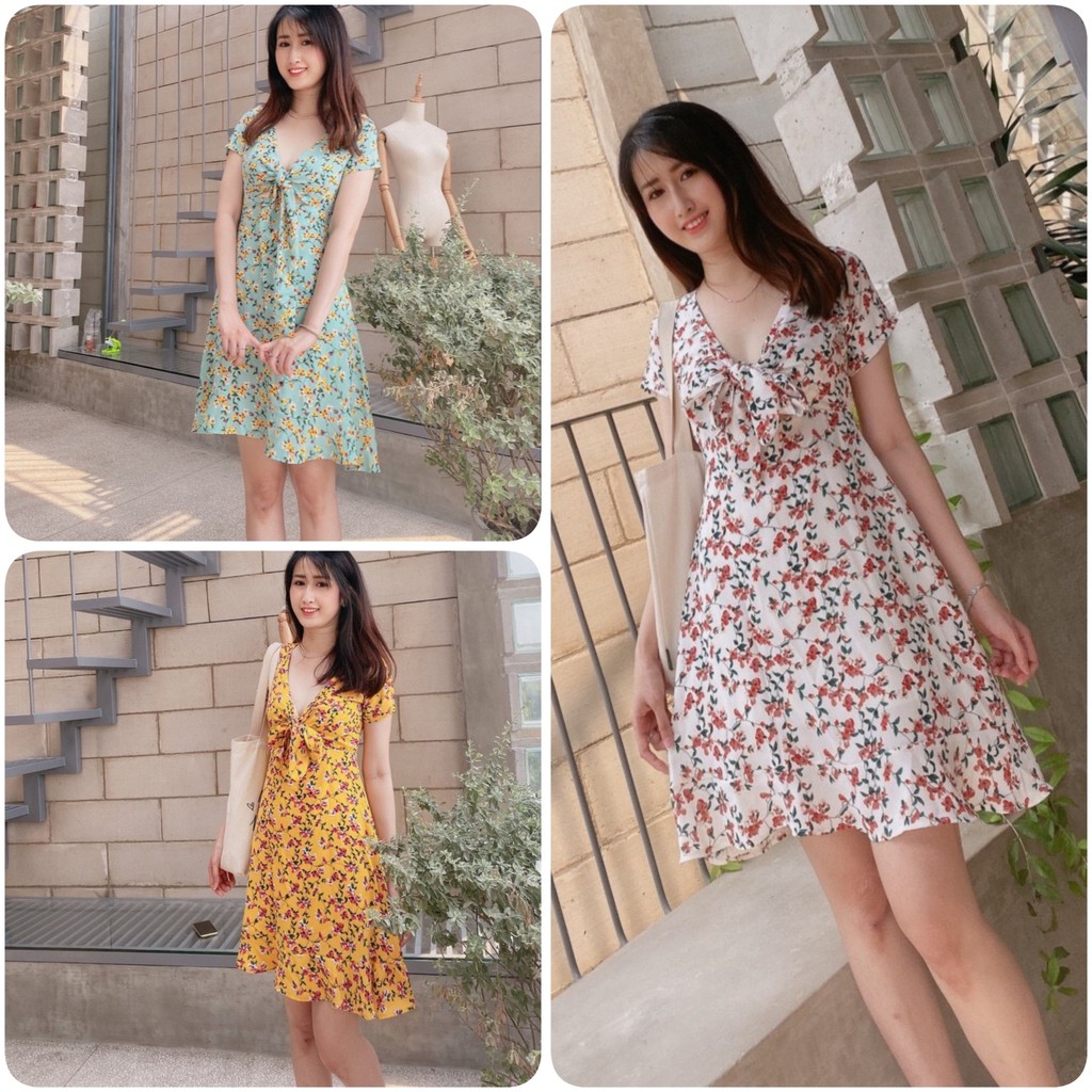 [Kèm hình thật] ĐẦM MAXI HOA NHÍ THẮT NƠ NGỰC CHÂN BÈO | BigBuy360 - bigbuy360.vn