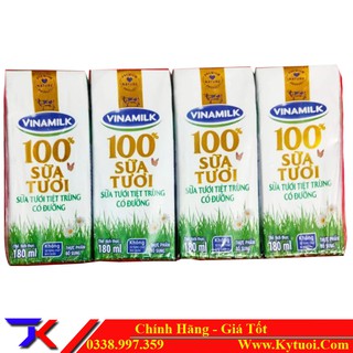 Lốc 4 hộp sữa Vinamilk 100% 180ml