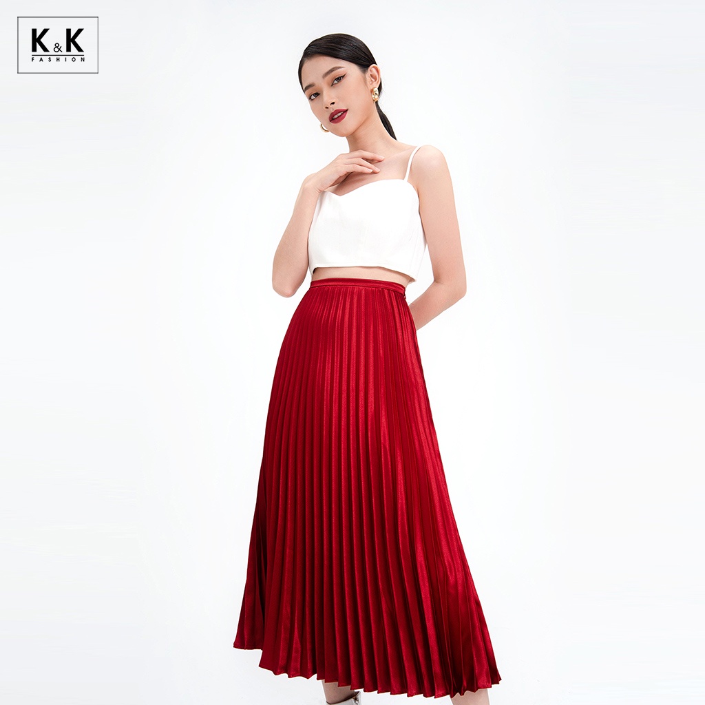 Áo Croptop Trắng Hai Dây K&amp;K Fashion ASM08-09 Chất Liệu Tafta