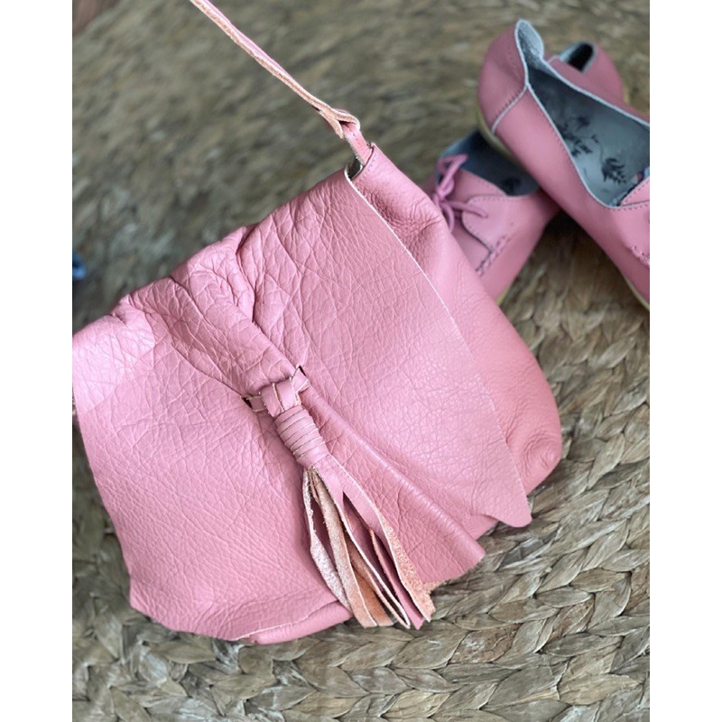 Crossbody bag Da thật size 24x24 Da mềm
