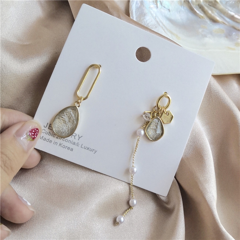 Bông Tai Bạc 925 Dáng Dài Đính Đá Opal Phong Cách Hàn Quốc Cho Nữ