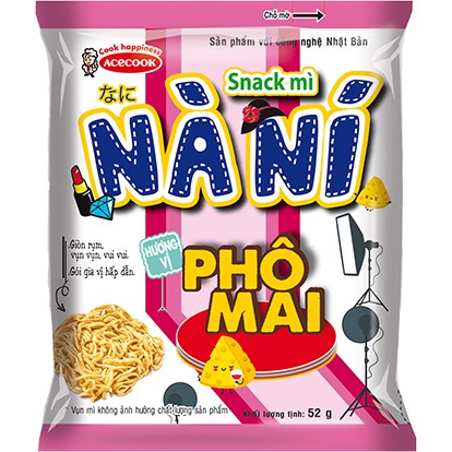 [Mã 77FMCGSALE1 giảm 10% đơn 250K] Snack mì Nà Ní vị phômai /trứng muối gói 52g