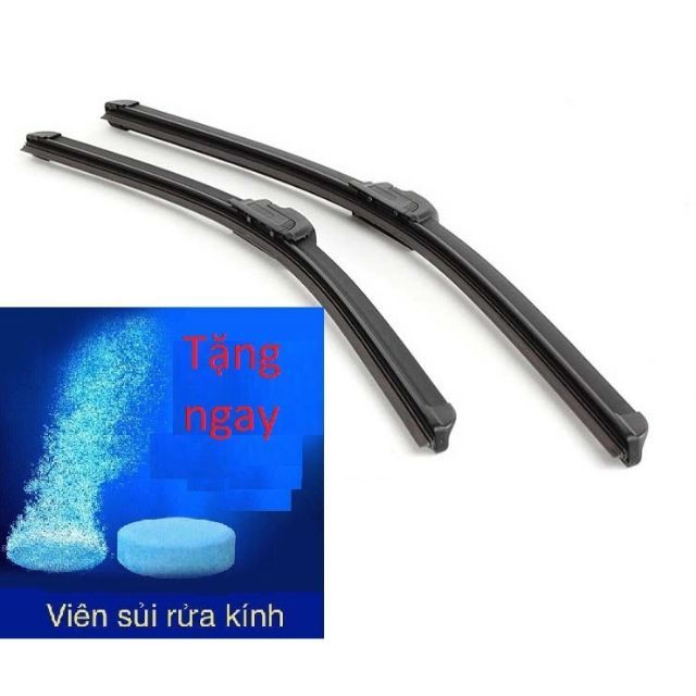 bộ 2 gạt mưa silicon tặng 2 viên sủi nước rửa kính cho tất cả các dòng xe ô tô