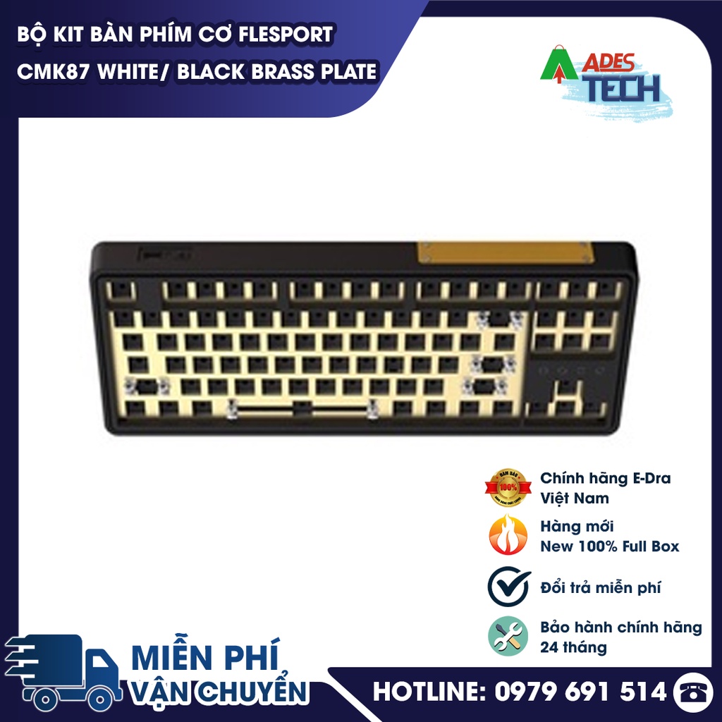 KIT Bàn Phím Cơ FLEsport CMK87 White / Black Brass Plate | Plate Đồng Chắc Chắn | 1 Mode | Bảo Hành 12 Tháng