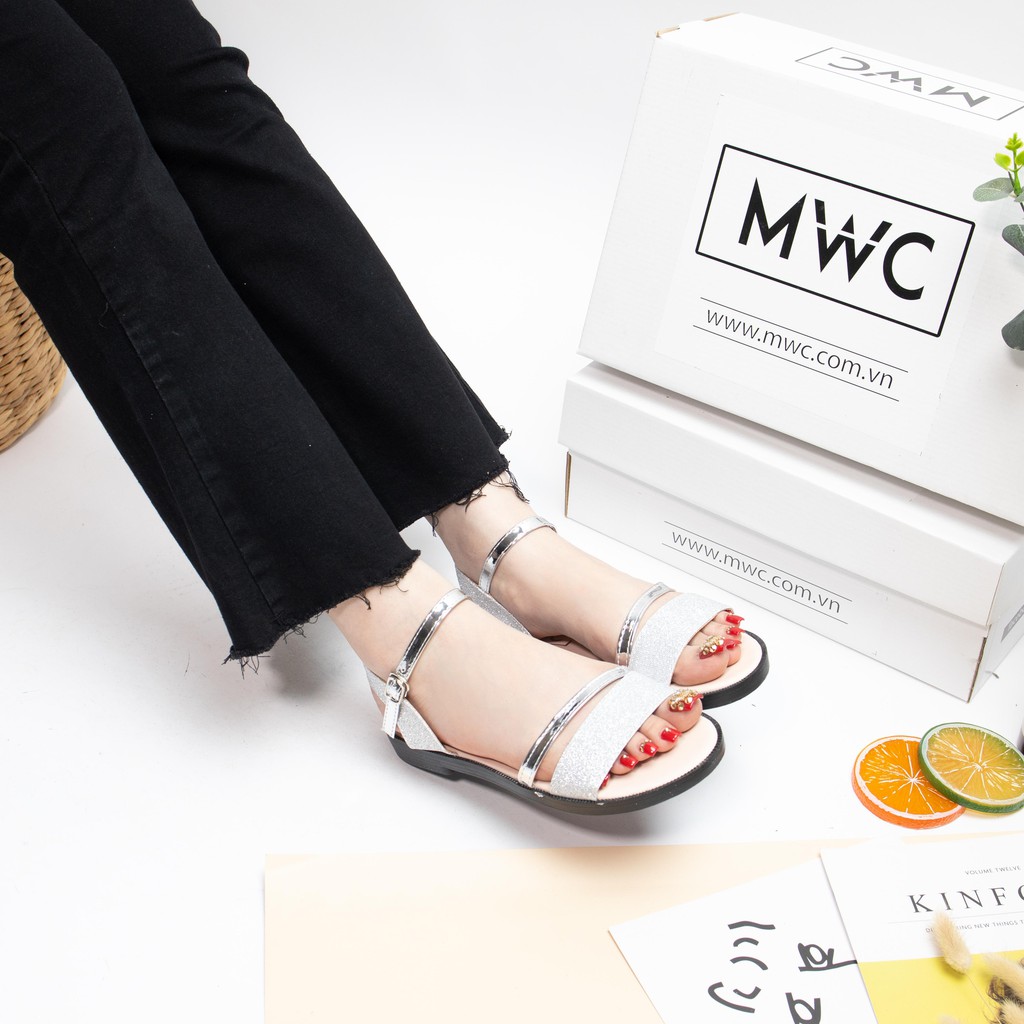 Giày sandal nữ quai kim tuyến cách điệu MWC NUSD- 2664