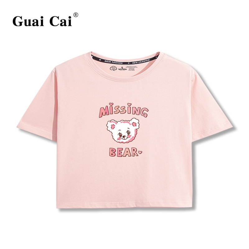 Áo Thun Crotop Form Rộng Tay Ngắn Chất Cotton Mền Mại In Hình Missing Bear Ulzzang Style Hàn Quốc TTT0123