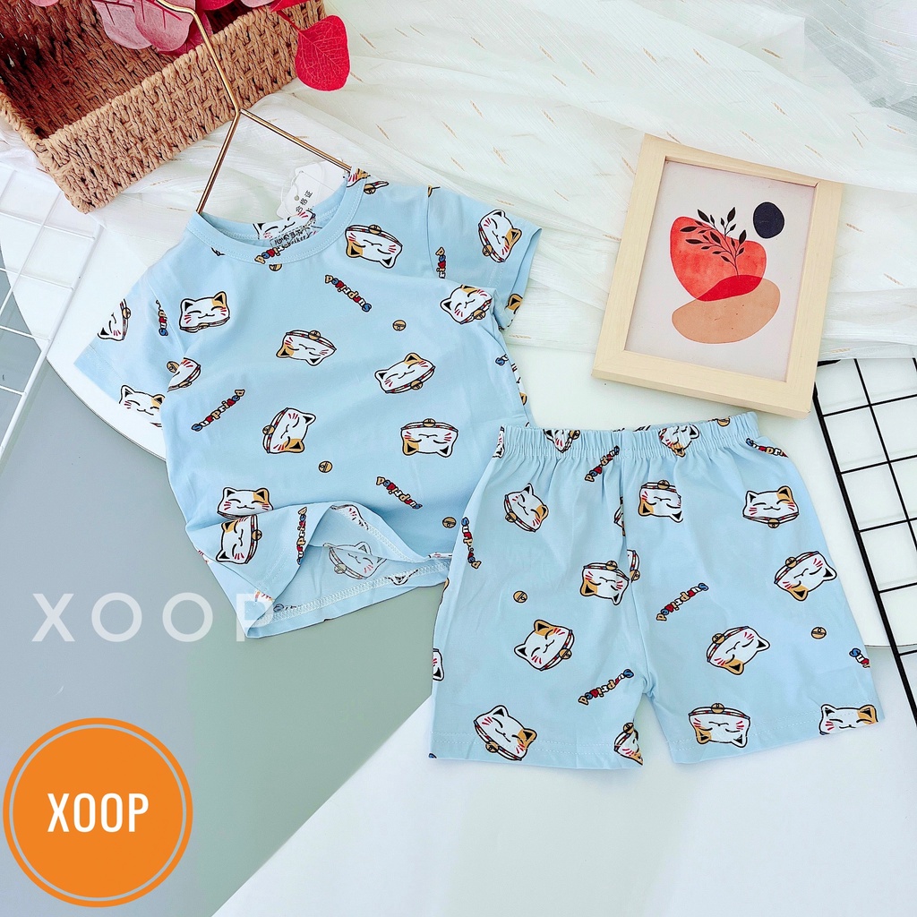 Xả ! Size nhỡ b3 (18-23kg) Bộ cộc xuất hàn in tràn chất cotton lạnh hàng quảng châu