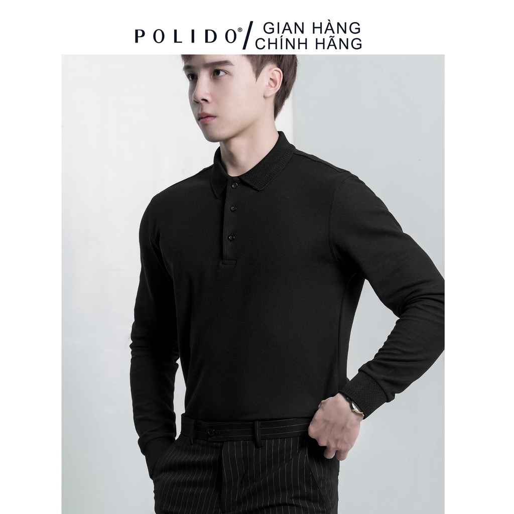 Áo Polo Nam Dài Tay Trơn Basic CEFFYLO Màu Đen Chuẩn Style Thanh Lịch | BigBuy360 - bigbuy360.vn