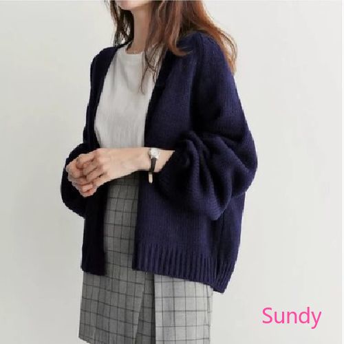 Áo Khoác Cardigan Dệt Kim Tay Dài Dáng Rộng Phong Cách Hàn Quốc Cho Nữ