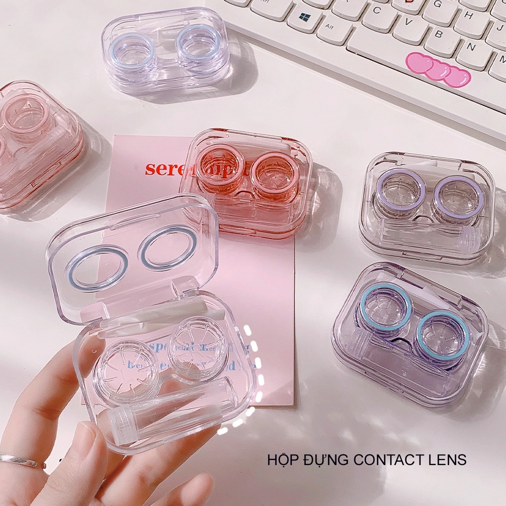 Khay Đựng Lens - Hộp Đựng Lens Trong Suốt Kèm Nhíp, Dụng Cụ Đeo lens