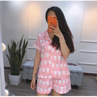 Bộ pijama cộc tay quần đùi chất thô siêu đẹp