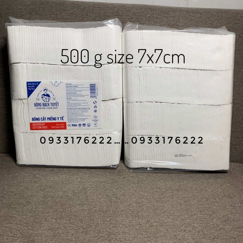 [GIÁ SỈ 500g] Bông Gòn Ép Miếng Cắt Sẵn 7x7 cm, Bông Cắt Sẵn