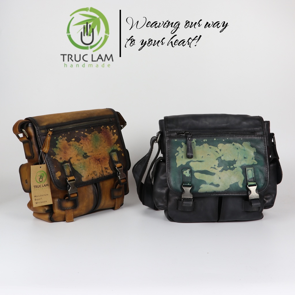 Túi Đeo Chéo Công Sở Nam Da Thật Cao Cấp Nhiều Ngăn Tiện Lợi Có Nắp Gấp – Trúc Lâm Handmade