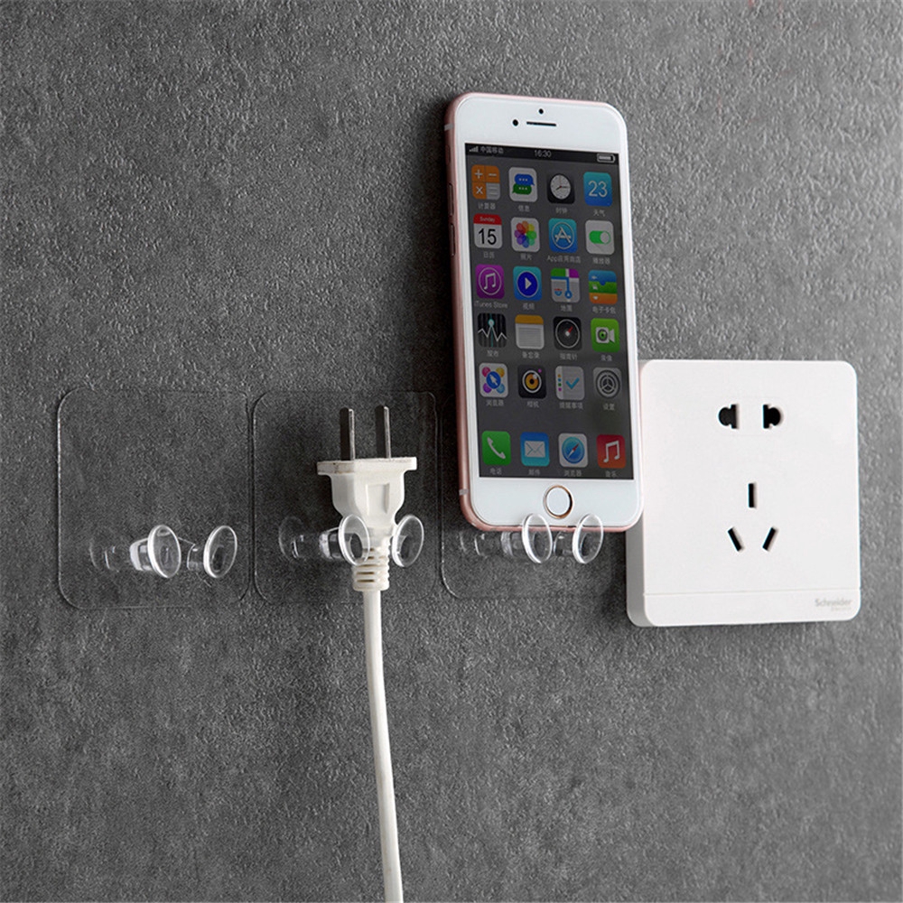 POWER Bộ 5 Móc Nhựa Treo Phích Cắm Điện Trong Suốt