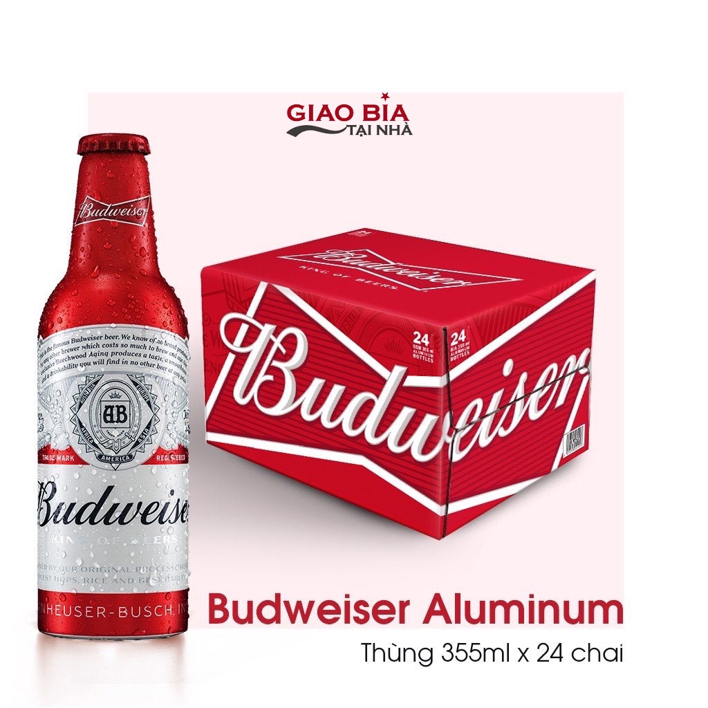 Bia budweiser alumium thùng 24 chai phiên bản cao cấp 355ml chai chính hãng - ảnh sản phẩm 2