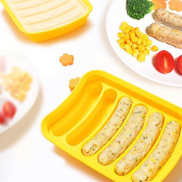 Khuôn Làm Xúc Xích Chất Liệu Silicon An Toàn Cho Bé Ăn Dặm, Dễ Dàng Tiện Lợi
