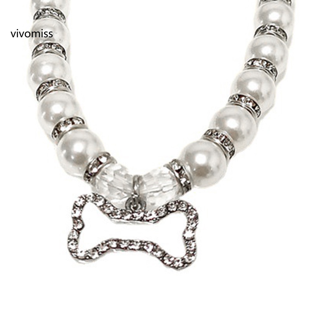 Vòng cổ mặt hình chú chó đính ngọc trai nhân tạo không phai màu