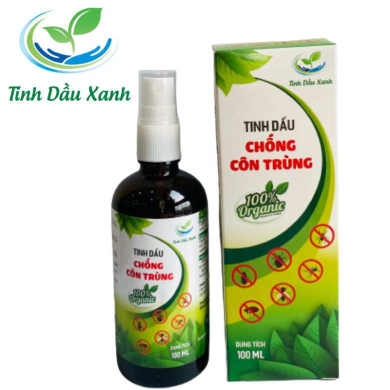 Tinh Dầu Chống Côn Trùng Hữu Cơ Tinh Dầu Xanh Organic xịt chống muỗi cho bé Thiên Nhiên Nguyên Chất 100ML