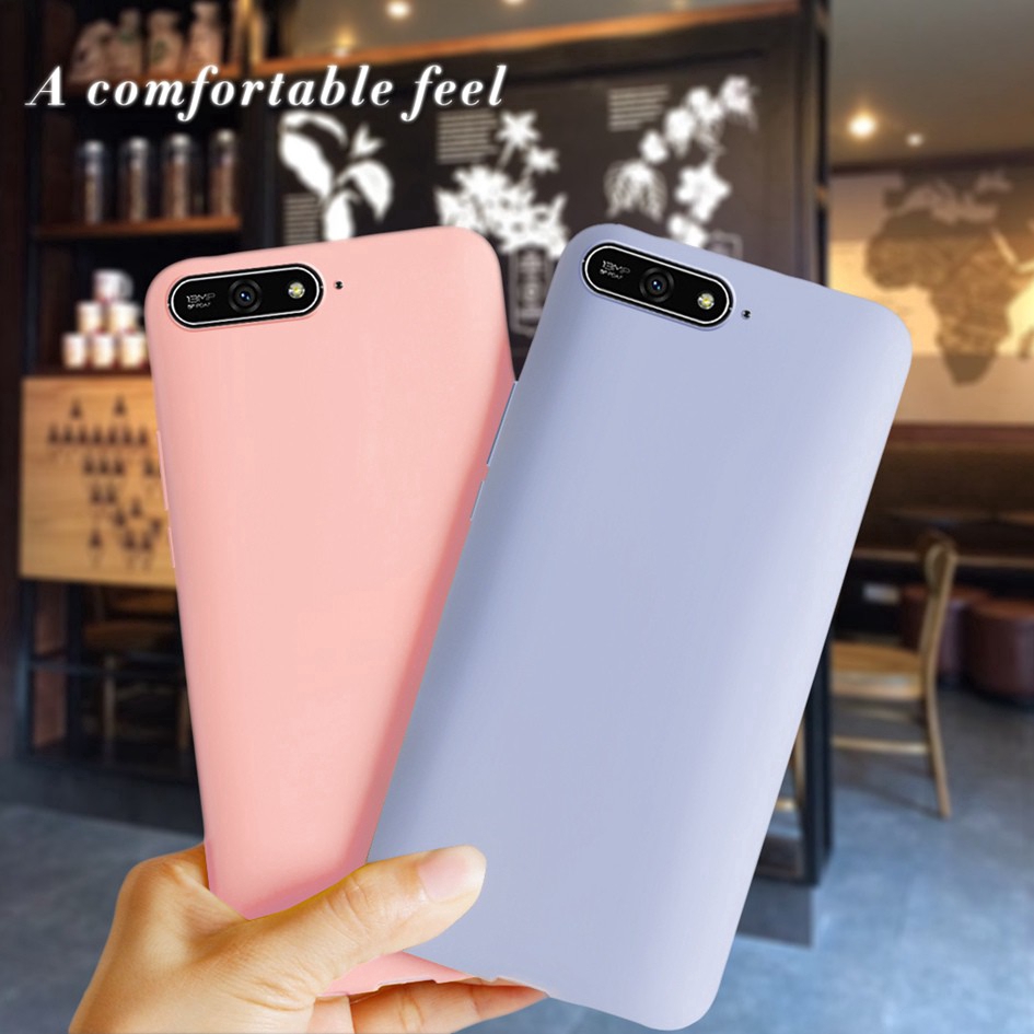 Ốp điện thoại TPU silicon mềm chống sốc màu trơn nhám cho Huawei Y6 2018 Y6 Y7 Pro Y9 Prime 2019