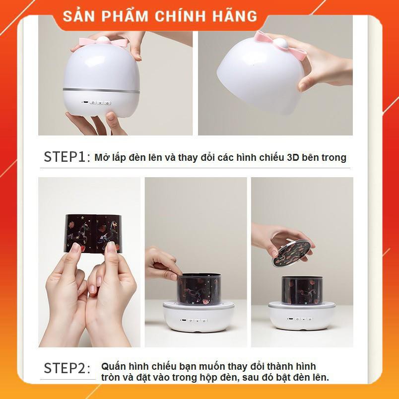 Đèn ngủ mặt trăng 3d vũ trụ ngàn sao chiếu sao bay lơ lửng để bàn tự xoay thông minh cao cấp ✅