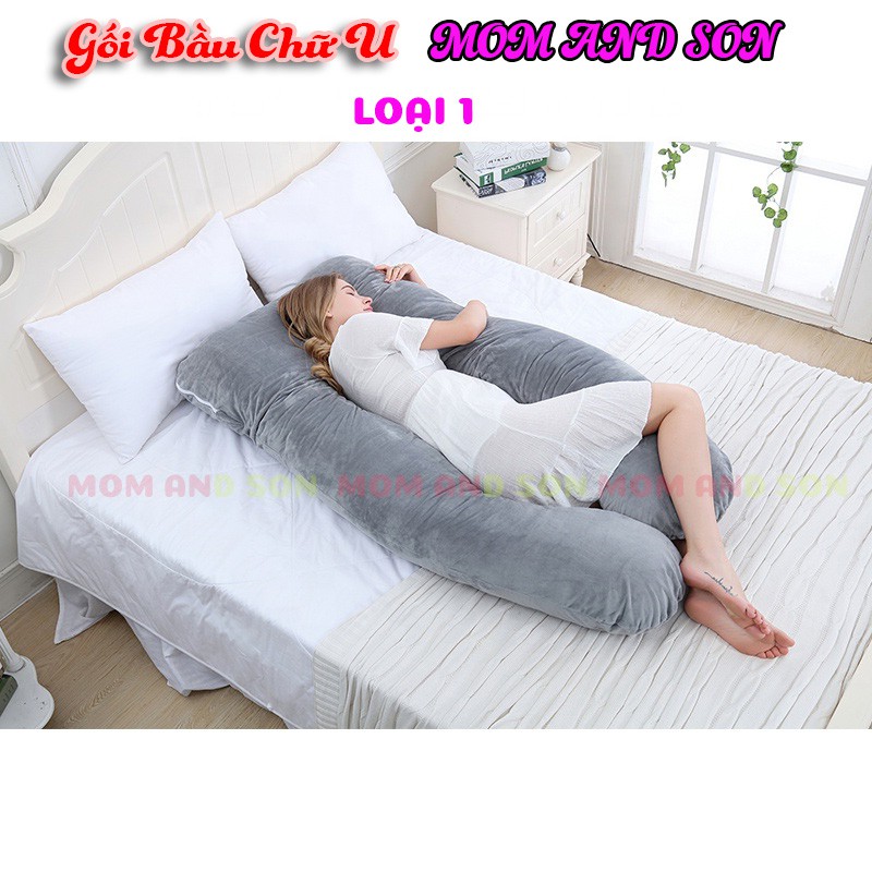 Gối Bầu Chữ U Vải Nhung - Vải Cotton Cao Cấp Nhiều Màu Sắc Bông Sợi 3D 2,5 Kg Đàn Hồi Lâu Xẹp - SP của MOM AND SON