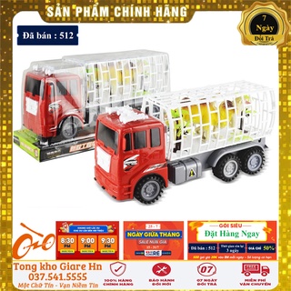 Xe đồ chơi cho bé, Xe chở thú kèm thú và đồ chơi, Nhựa an toàn có cót đẩy trợ lực