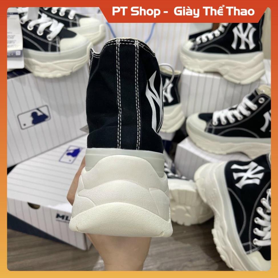 [FreeShip-Hàng Cao cấp] Giầy MLB NY đen cao cổ hót trend , Giày MLB đen đế trắng full box phụ kiện bill tag Sneaker