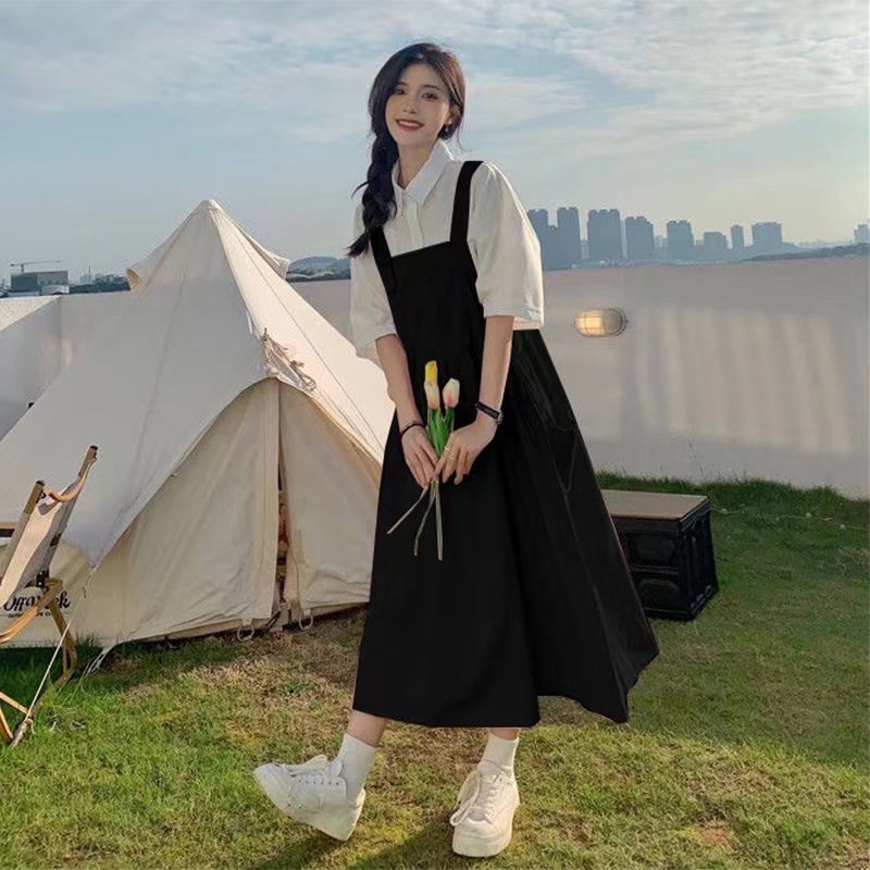 Set chân váy và đầm yếm dài trung bình thời trang mùa hè