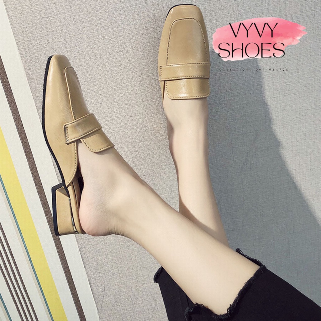 Giầy sục nữ mũi vuông phong cách da mềm cá tính VYVYSHOES19