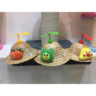 Mũ cói cho chó mèo kèm chong chóng