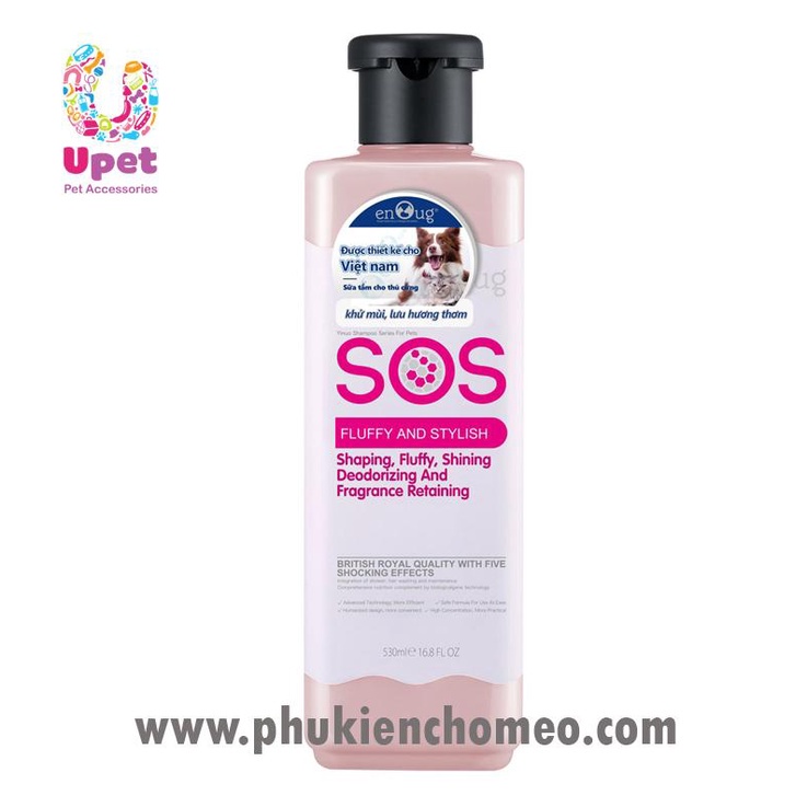 (Chính hãng) PVN45- Sữa tắm SOS 530ml Hồng cho chó mèo - Dầu tắm dành cho chó mèo giúp mền mượt lông, bông lông, vào nếp