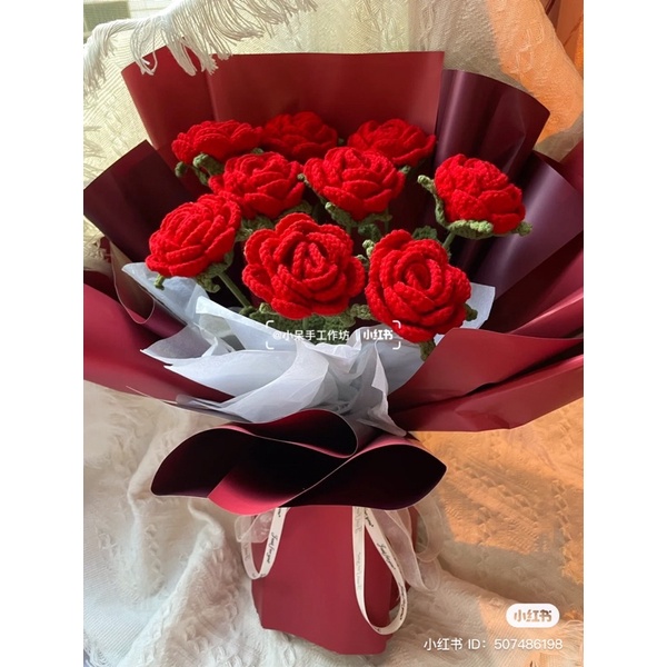 Hoa len handmade-Hoa hồng len