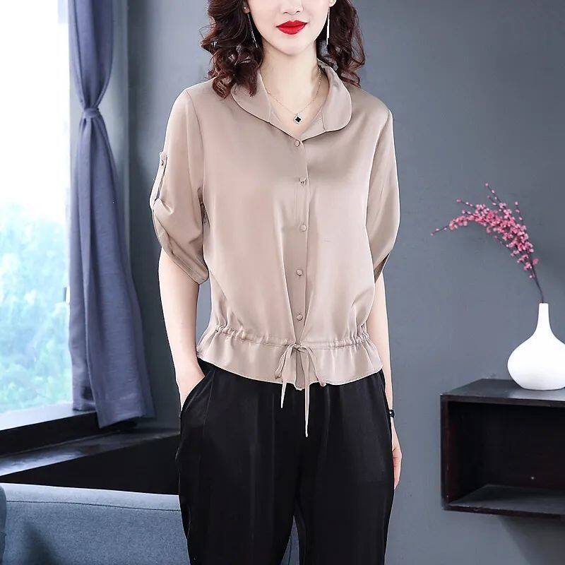 Áo Sơ Mi Chiffon Tay Ngắn Dáng Rộng Phong Cách Hàn Quốc Thời Trang Mùa Hè Cho Nữ Mới